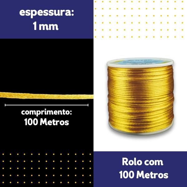 Imagem de Fio De Seda Dourado - Cordão Rabo De Rato 1mm - Nybc