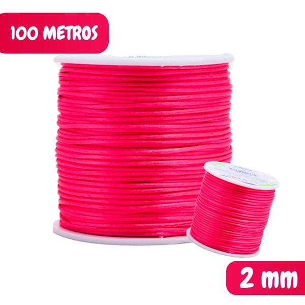 Imagem de Fio De Seda Rosa Neon - Cordão Rabo De Rato 1mm - Nybc