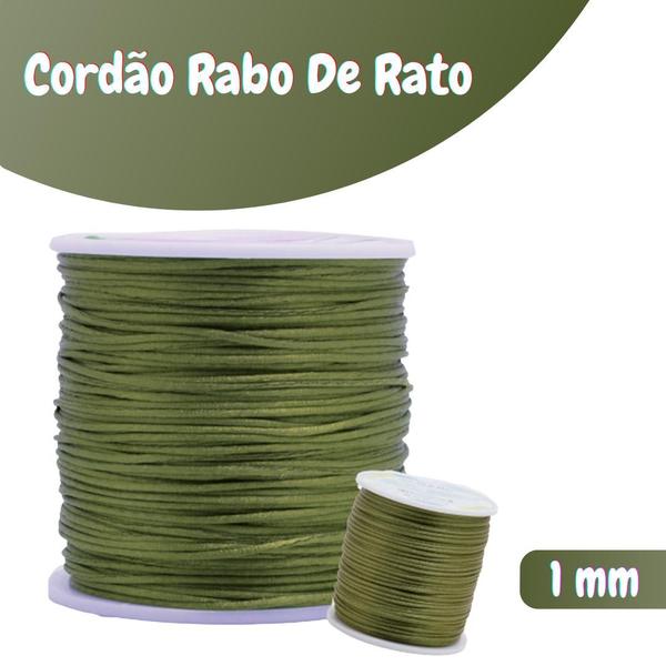 Imagem de Fio De Seda Verde Musgo - Cordão Rabo De Rato 1mm - Nybc