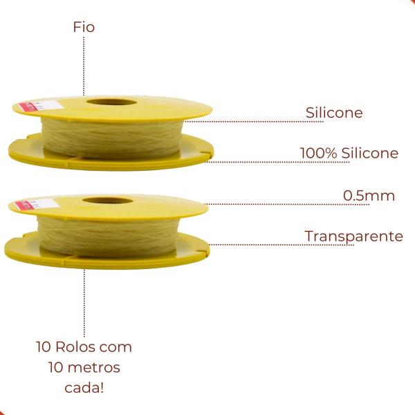 Imagem de Fio de silicone 0.5mm c/ 10 rolos de 10m cada