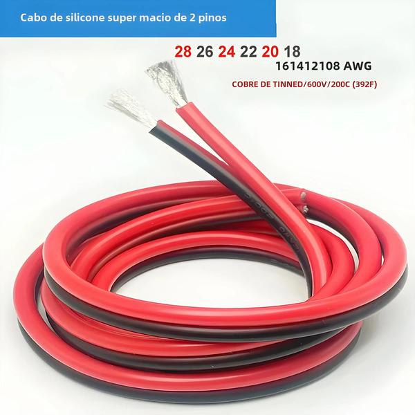 Fio de Silicone Flexível para Drones e Carros RC - Cobre Estanhado (8AWG-28AWG) Imagem de Fio de Silicone Flexível para Drones e Carros RC - Cobre Estanhado (8AWG-28AWG)