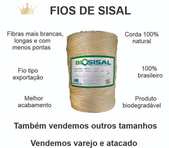 Imagem de Fio De Sisal Natural 1mm Rolo 500/1 Acabamento Fino