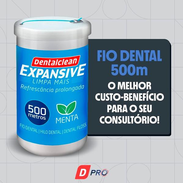 Imagem de Fio Dental 500m Profissional Fita Larga Expansive Menta Dentalclean