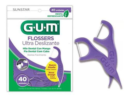 Imagem de Fio Dental C/ Cabo Lilás Flossers Gum Ultra Deslizante C/40