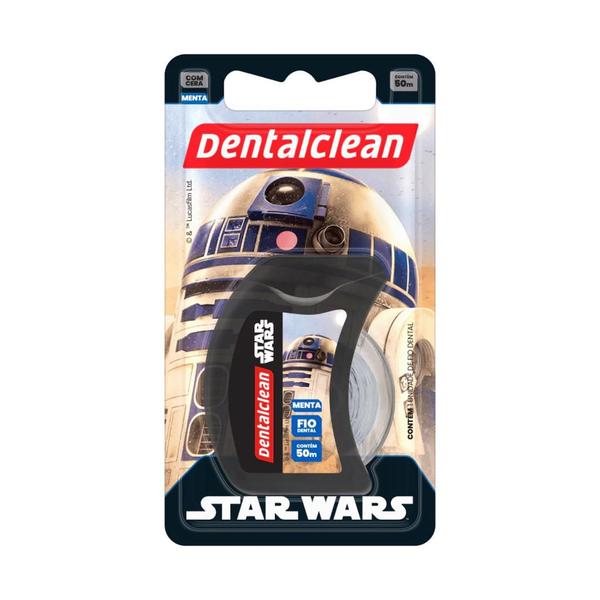 Imagem de Fio Dental Com Cera Dentalclean Star Wars 50m Menta Expande - R2D2