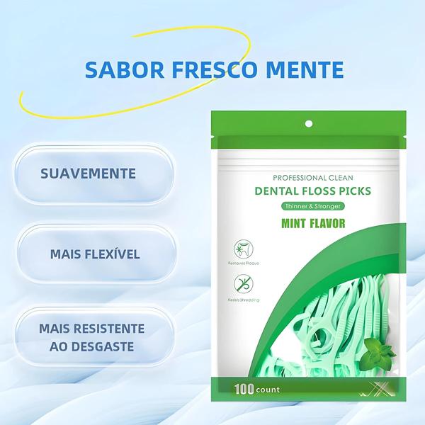 Imagem de Fio Dental de Menta com Palitos Plásticos Ultrafinos - 500 Unidades