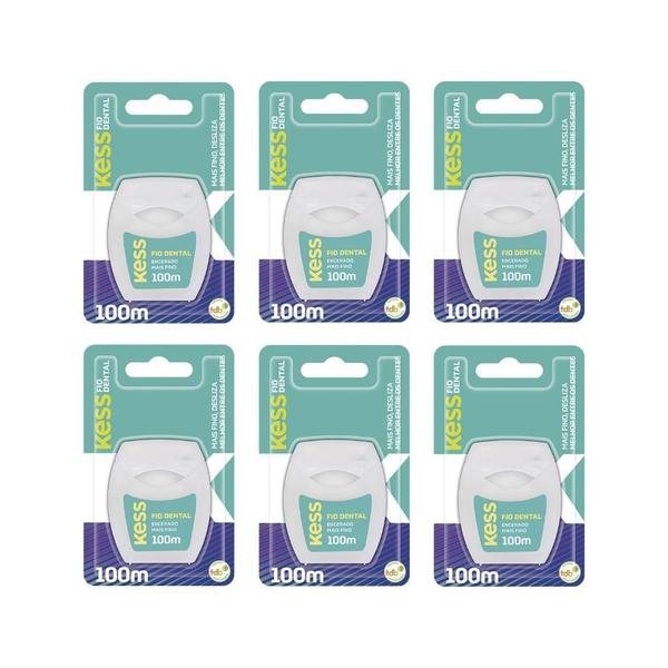 Imagem de Fio Dental Kess 100M Extra Fino - Kit Com 6Un