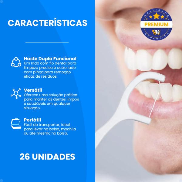 Imagem de Fio Dental Palito Com Haste Para Aparelho Com Estojo 52 Un