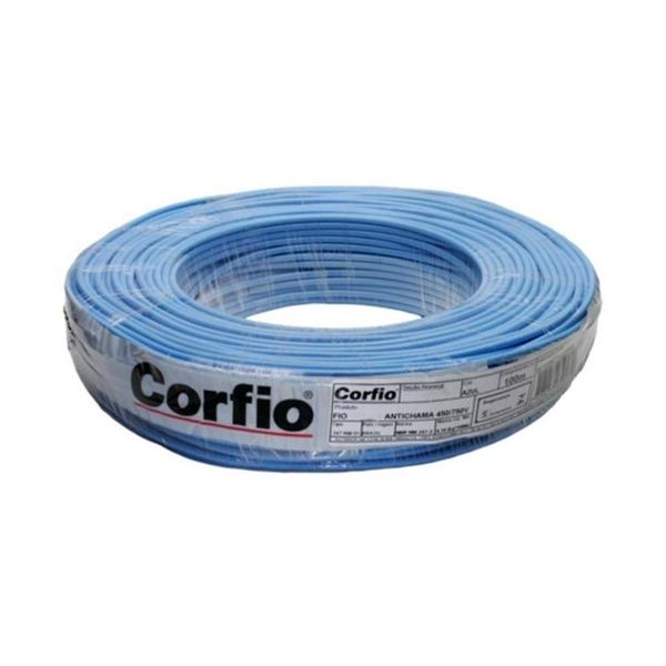 Imagem de Fio Elétrico Flexível Corfio 10mm 750v Rolo 100m Cabo Azul