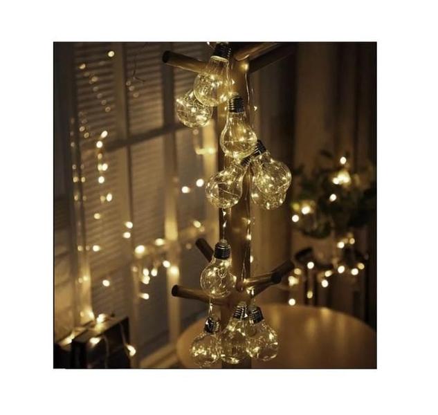 Imagem de Fio Fada Cobre Branco Quente Luz Natal 10M 100 Leds Pilha