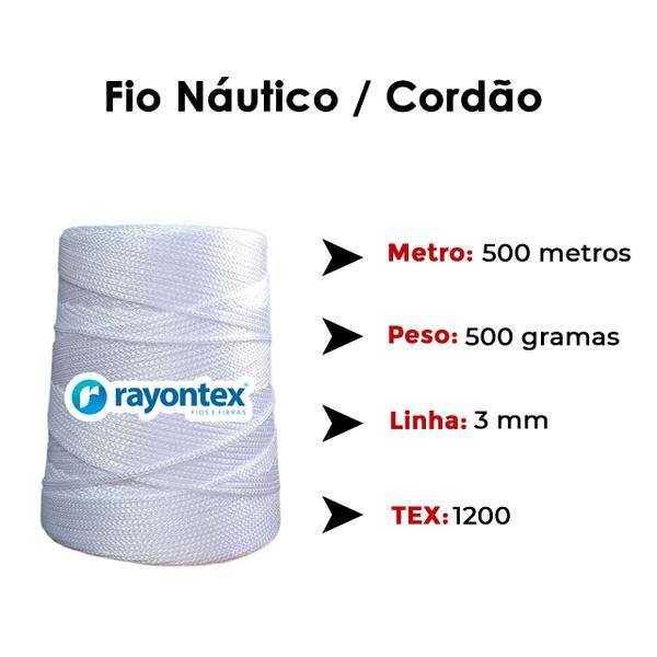 Imagem de Fio Náutico / Cordão 500g 3mm Rayontex cores a sua escolha