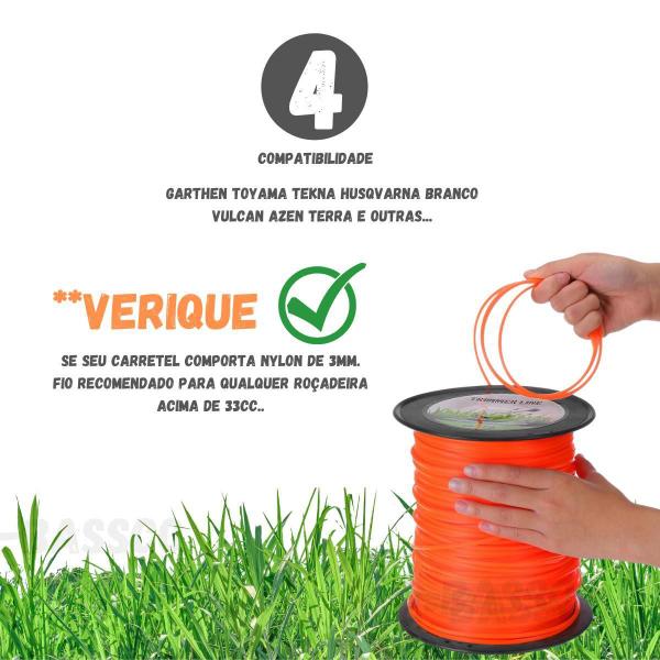 Imagem de Fio Nylon 2Kg 3Mm Roçadeira Quadrado Para Stihl Husqvarna