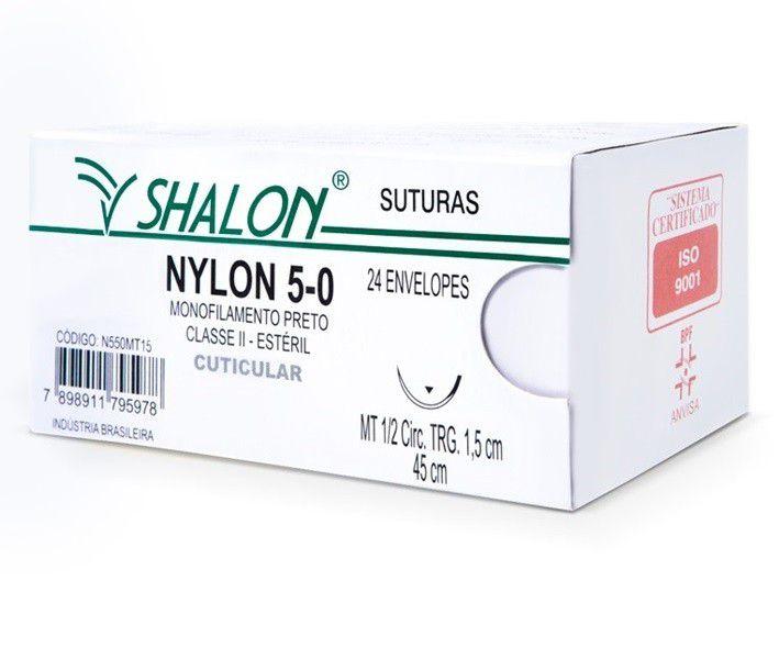 Imagem de Fio Nylon 5-0 Com Agulha Triangular de 2,0cm e 3/8 c/24 Shalon