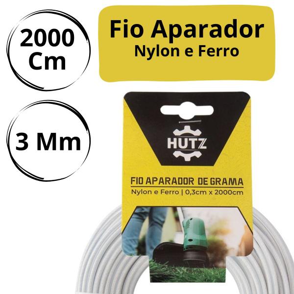 Imagem de Fio Nylon E Ferro 3mm 20m P/ Roçadeira Aparador De Grama 