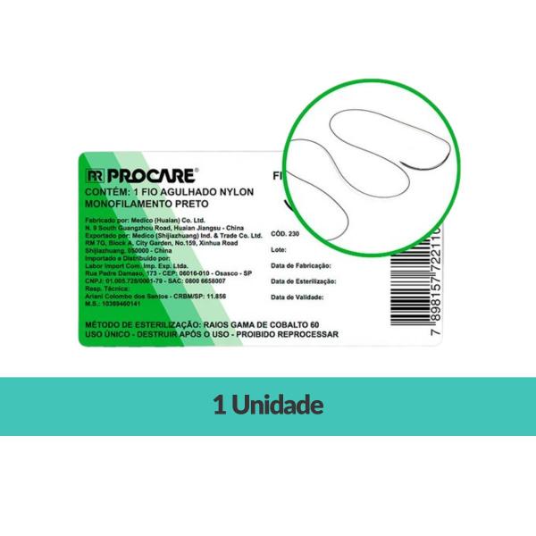 Imagem de Fio Nylon Nº 4-0 Com Agulha 2cm Procare 1 Unidade