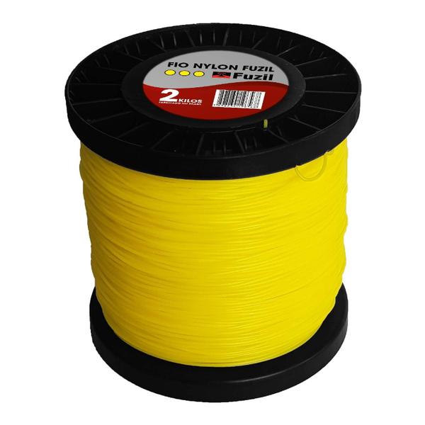 Imagem de Fio Nylon Roçadeira 2kg 3.0mm Amarelo Quadrado Bobina Fuzil