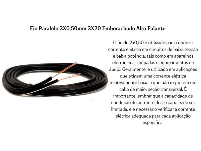 Fio Paralelo 2x0,50mm Instalaçao Alto Falante Fio Resistente Flexivel em Aluminio Cobreado Preto - 20 Metros - UNIQ CABLE Imagem de Fio Paralelo 2x0,50mm Instalaçao Alto Falante Fio Resistente Flexivel em Aluminio Cobreado Preto - 20 Metros