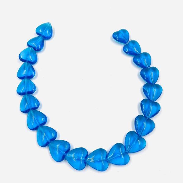 Imagem de Fio Pedras 23x12mm 20un Coração Azul Transparente 30cm