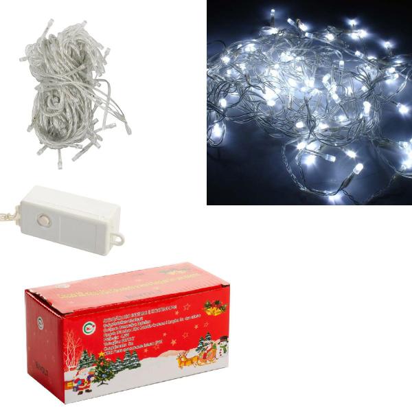 Imagem de Fio Pisca Pisca 100 LEDs 8 Funçôes Cordão Transparente 10m