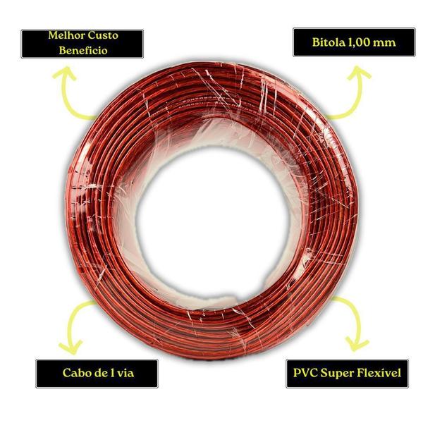 Imagem de Fio Remoto 1Mm C/100Mts P/Ligação De Módulo Amplificador Som