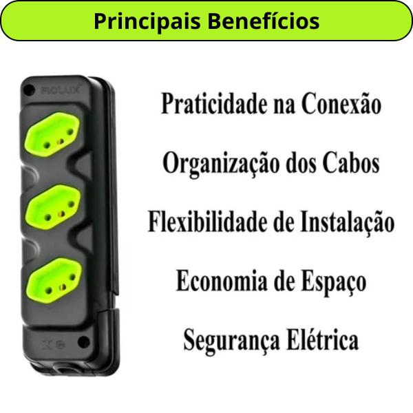 Imagem de Fiolux tomada em barra robust 3t - 2p+t - preto/verde