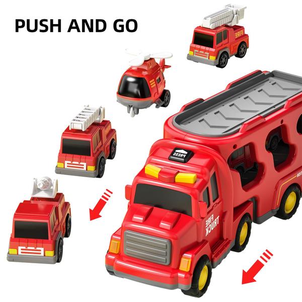 Imagem de Fire Toys TEMI 5 em 1 transportador de caminhões para transporte de crianças de 3 a 9 anos