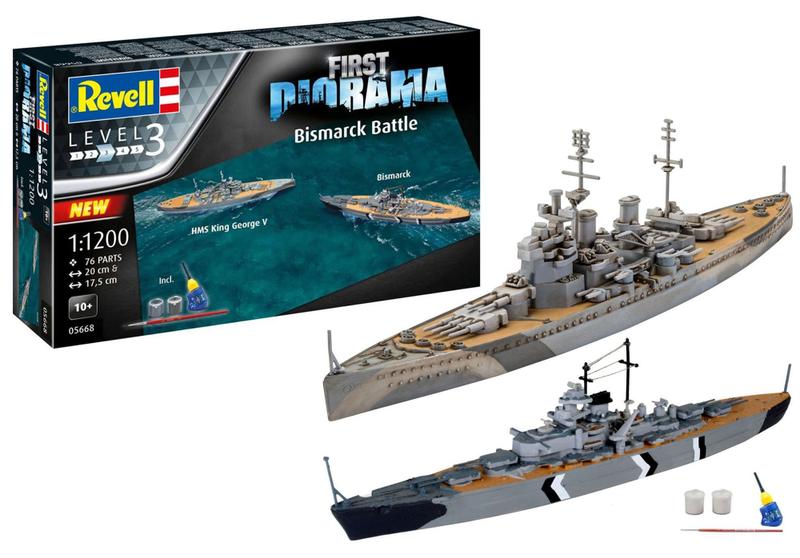 Imagem de First Diorama Set - Bismarck Battle - 1/1200 - Revell 05668