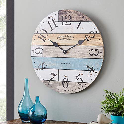 Imagem de FirsTime & Co.  Newton Woodgrain Farmhouse Clock, American Crafted, Multi-Cor, 24 x 1,75 x 24,