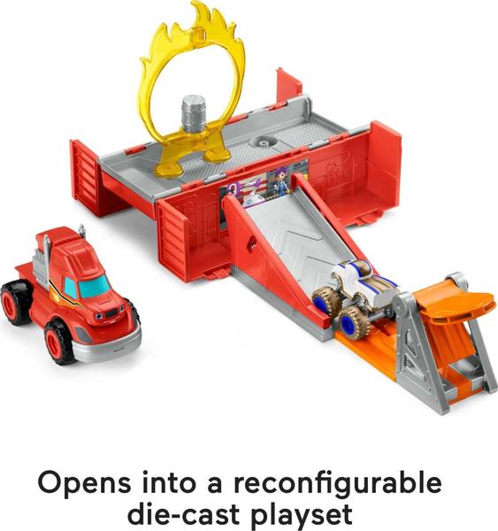 Imagem de Fisher-Price Blaze and the Monster Machines Launch & Stunts Hauler, Transforming Vehicle and Playset with Die-Cast Monster Truck for Kids Ages 3 and Up