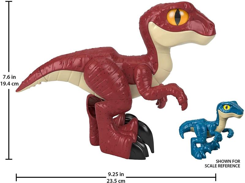 Imagem de Fisher-Price Imaginext Jurassic World Dino Attack Pack, extra-grande T.rex de 9,5 polegadas e figura raptor de 9 polegadas definida para crianças pré-escolares de 3 a 8 anos