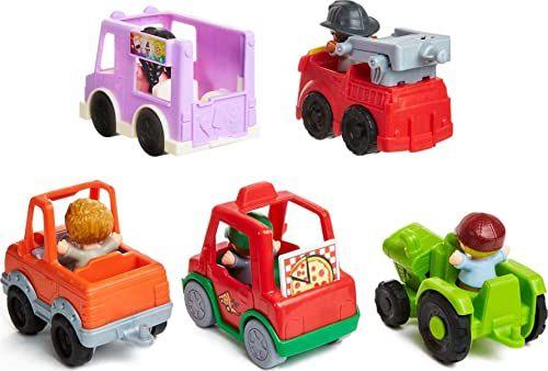 Imagem de Fisher-Price Little People Around the Neighborhood Vehicle Pack, conjunto de 5 veículos push-along e 5 figuras para crianças Amazon Exclusive
