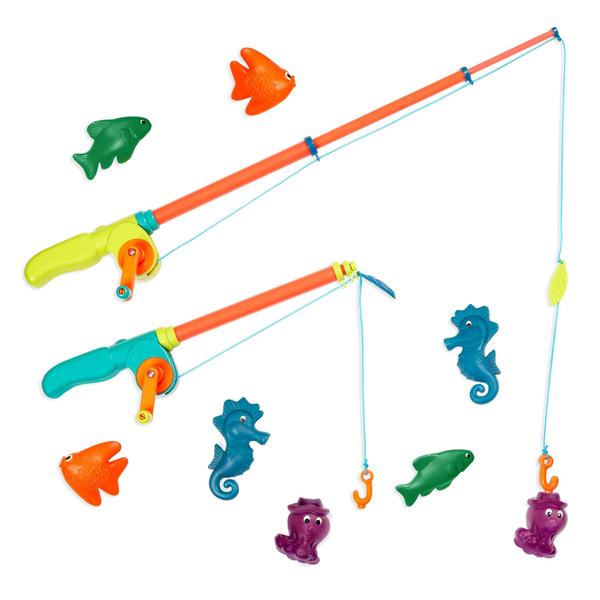 Imagem de Fishing Play Set B. toys Jogo de pesca 2 varas e 8 animais marinhos