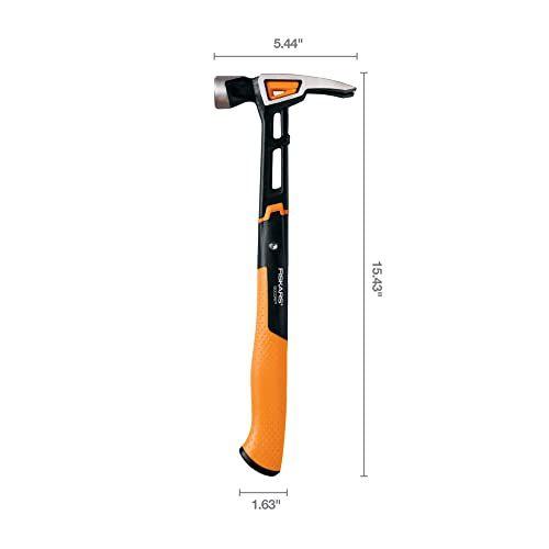 Imagem de Fiskars 750230-1001 IsoCore 20 oz Martelo de Uso Geral, Ferramentas de Carpinteiro, Softgrip, Sulco de Partida de Unha Magnética, 15,5 polegadas, Preto/Laranja