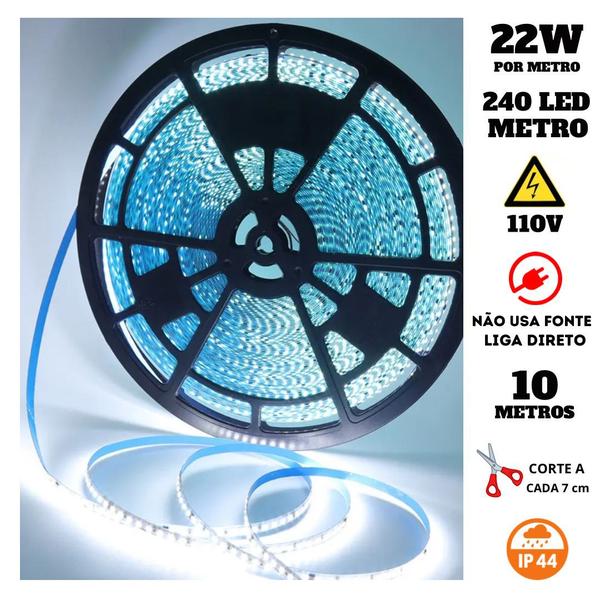 Imagem de Fita 240 LED's 110V 10 Metros IP44 3528 22W 6500K Liga Direto