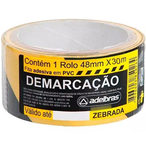 Imagem de Fita Adesiva Demarcaçao de Solo 48MM X 30M Zebrada Adelbras