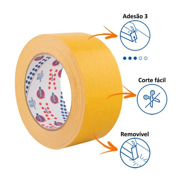 Imagem de Fita Adesiva Dupla Face Carpete 48mm x 30 Mt Eurocel - 8 Und