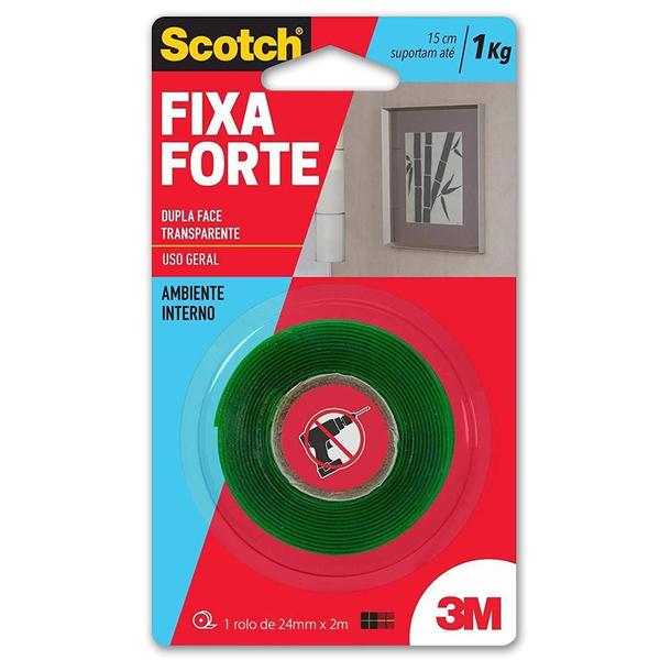 Imagem de Fita Adesiva Dupla Face Scotch 3M Fixa Forte 24Mmx2M