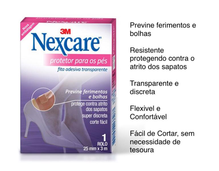 Imagem de Fita Adesiva Protetora Para Os Pés Rolo 25mmx3m Nexcare Kit3