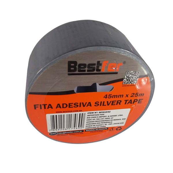 Imagem de Fita Adesiva Silvertape 45mm x 25mt Cinza BFH1042 Bestfer