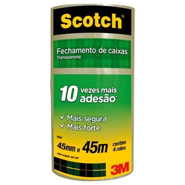 Imagem de Fita Adesiva Transparente 45mm x 45m Scotch 3M 120 Unidades