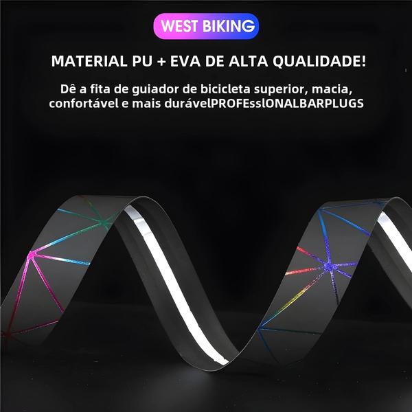 Imagem de Fita Antivibração para Guidão de Bicicleta West Biking - EVA/PU com 2 Plugues