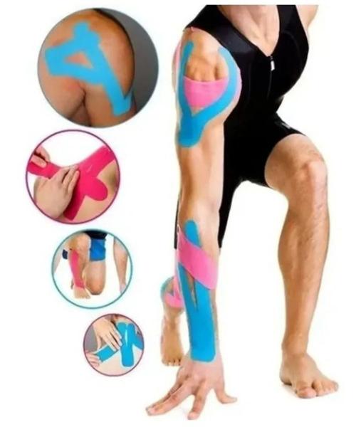 Fita Bandagem Elástica Adesiva Kinesio Tape Dor Muscular - Multilaser Imagem de Fita Bandagem Elástica Adesiva Kinesio Tape Dor Muscular