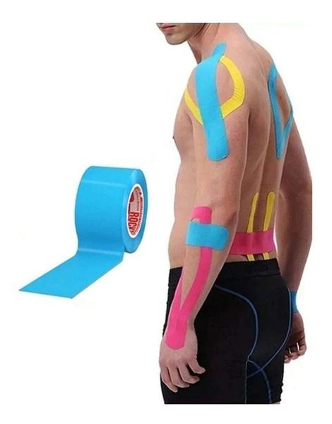 Fita Bandagem Elástica Adesiva Kinesio Tape Dor Muscular - Multilaser Imagem de Fita Bandagem Elástica Adesiva Kinesio Tape Dor Muscular