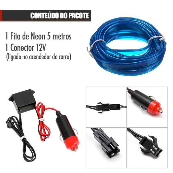 Imagem de Fita Barra Led P/ Painel Azul Escuro Marinho Fox 2010 2011 2012 2013 2014 2015 2016 5m Metros Flexível Tunning Top