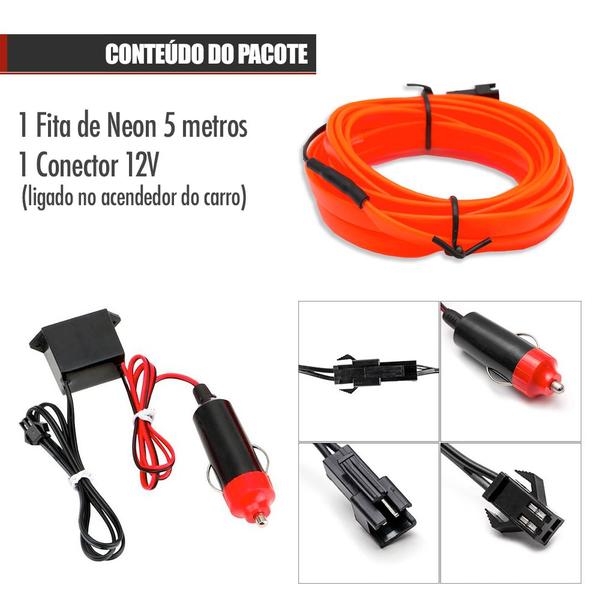 Imagem de Fita Barra Led P/ Painel Laranja Âmbar Corsa 1994 1995 1996 1997 5m Metros Flexível Tunning Top