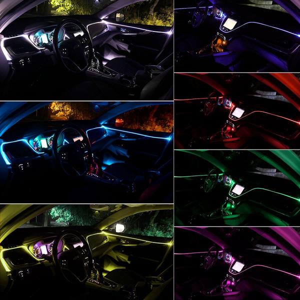 Imagem de Fita Barra Led P/ Painel RGB Fiat Linea 2009 2010 2011 2012 5m Metros Flexível Tunning Top 5m Metros Troca Cor Tomada Conector USB