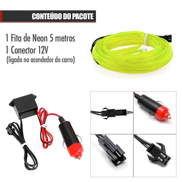 Imagem de Fita Barra Led P/ Painel Verde Neon Fluorescente Peugeot 208 5m Metros Flexível Tunning Top