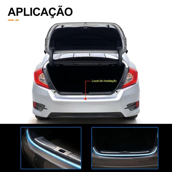 Imagem de Fita Barra Led Traseiro Porta Malas Ford Ka 2015 2016 2017 2018 2019 2020 Função Freio Ré Seta Sequencial RGB Tunning Top