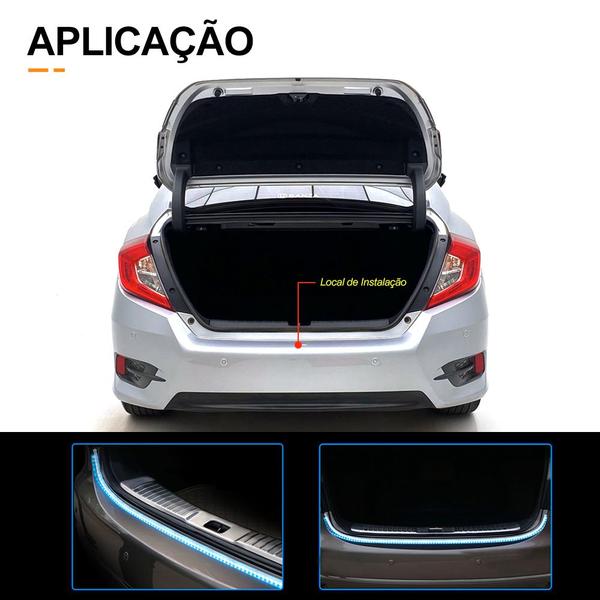 Imagem de Fita Barra Led Traseiro Porta Malas Ford New Fiesta Função Freio Ré Seta Sequencial RGB Tunning Top