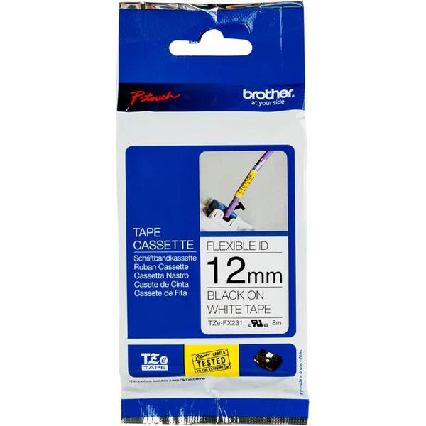 Imagem de Fita Brother TZE-FX231 12mm Preto/Branco Original Flexivel 